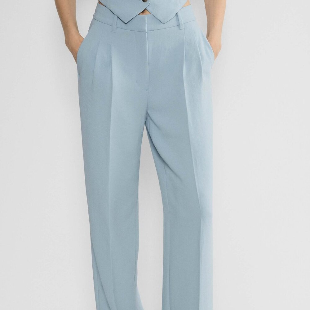 Baby blue cropped effortless pants crepette